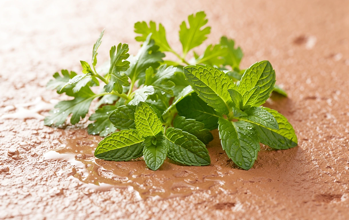 Sveže začinsko bilje na glini